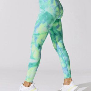 Carbon 38 Tie Dye Ribbed 7/8 Legging - Green/Blue Tie Dye